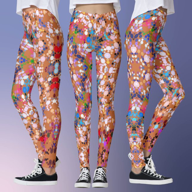 Leggings Dot Mandala Orange Bleu rose et blanc (Créateur téléchargé)