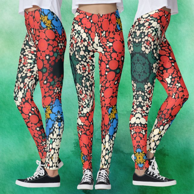 Leggings Dot Mandala Rouge Blanc Bleu et Vert (Créateur téléchargé)