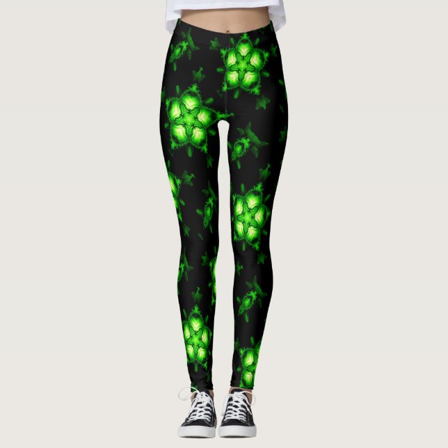 Leggings double étoile verte noire sorcière (Devant)