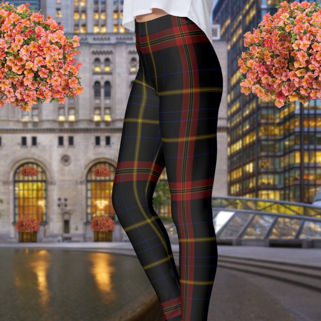 Leggings Double Noir Rouge Jaune Géant Tartan Plaid (Créateur téléchargé)