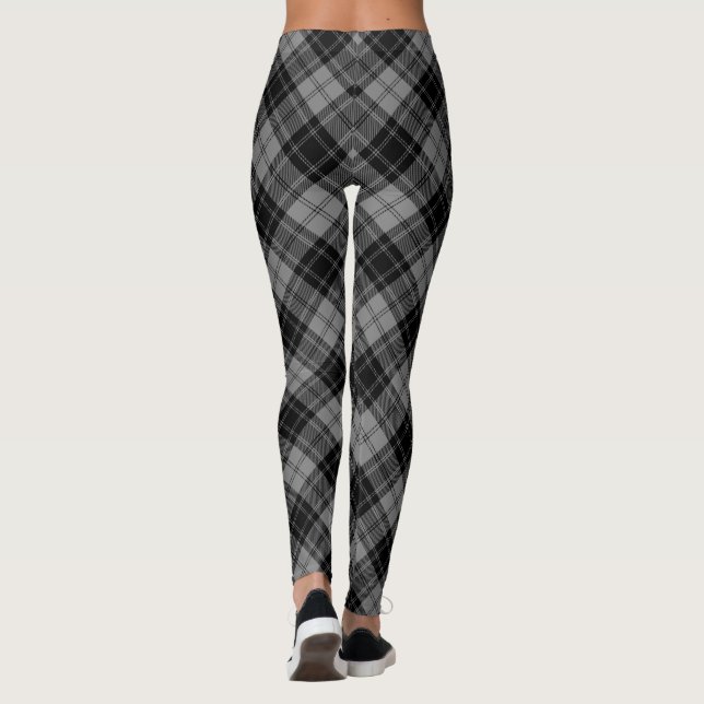Leggings Douglas tartan noir gris plaid (Dos)
