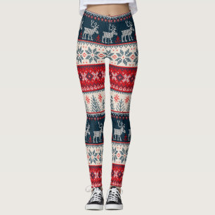 Leggings Doux moche Tricot de Noël Motif Reindeer