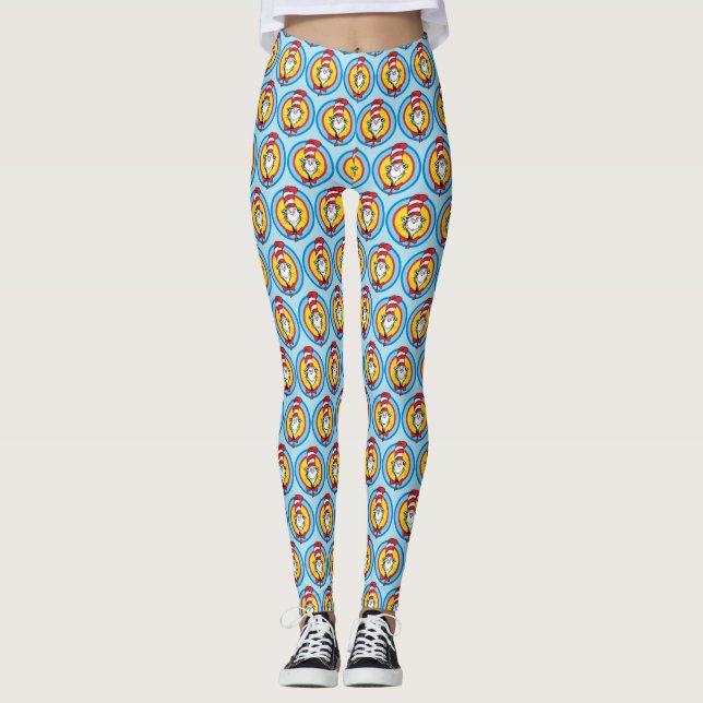 Leggings Dr. Seuss | Graphisme de tête de Chat dans le Chap (Devant)