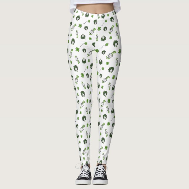 Leggings Dr. Seuss | Motif de trèfle du Chat dans le Chapea (Devant)