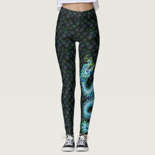 Leggings Dragon bleu de guêtres de bateau de dragon grand