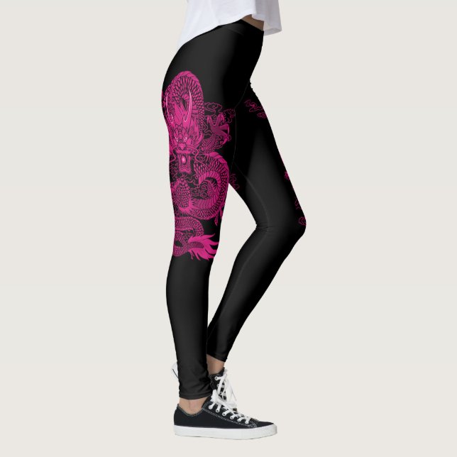 Leggings Dragon chinois rose d'empereur sur les guêtres (Droite)