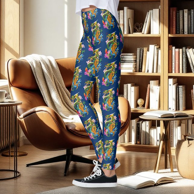 Leggings Dragon chinois vert Koi (Créateur téléchargé)