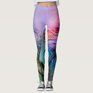 Leggings Dragon coloré d'iguane d'arc-en-ciel de guêtres de