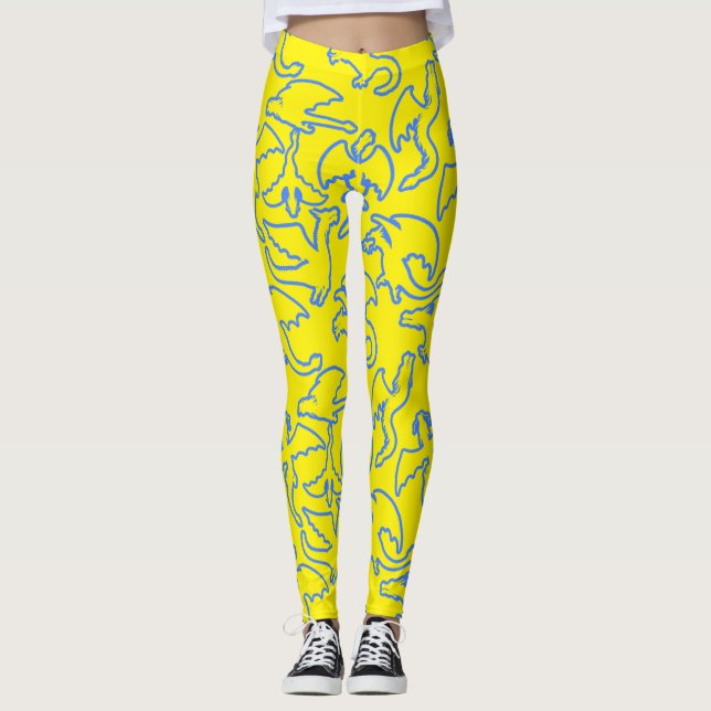 Leggings Dragon contour motif 03.b B Jaune BG (Devant)