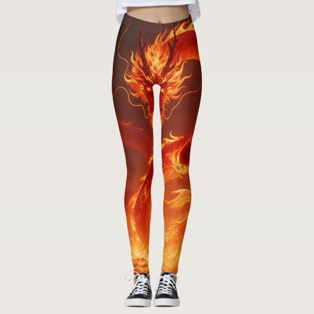 Leggings Dragon de Feu Ardente | Dragon de Flamme Mythique  (Devant)