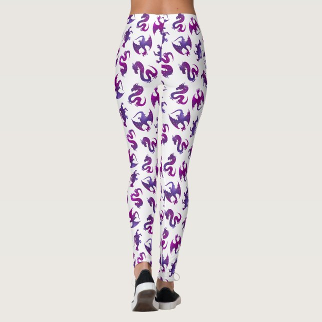 Leggings Dragon de l'espace rose et violet  (Dos)