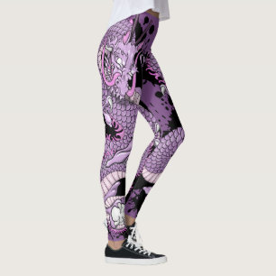 Leggings Dragon de tatouage violet à éclaboussure sur viole