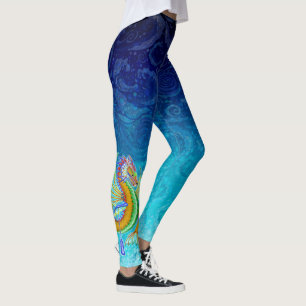 Leggings Dragon d'eau verte et d'or aux pagaies