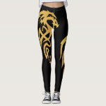 Leggings Dragon magique minimaliste Enchanted Gold Black<br><div class="desc">Cette conception a été créée par art numérique. Elle peut être personnalisée en cliquant sur le bouton personnaliser et en modifiant la couleur, en ajoutant un nom, des initiales ou vos mots préférés. Contactez-moi à l'adresse colorflowcreations@gmail.com si vous souhaitez que ce design soit disponible sur un autre produit. Achetez ma...</div>