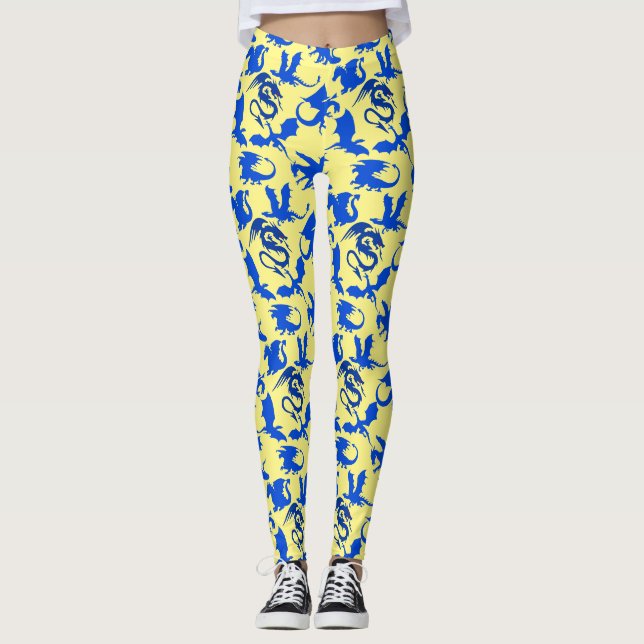 Leggings Dragon motif 02 blue.bwx4 LYellow BG (Devant)