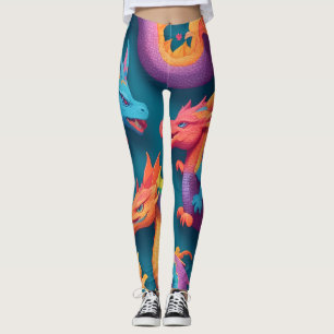 Leggings Dragon Rainbow Colorful Motif personnalisé