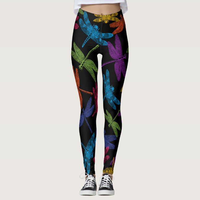 LEGGINGS DRAGONFLIES COLORÉS MOTIF VOL ABSTRAIT (Devant)