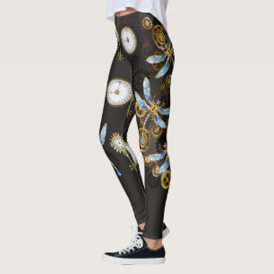 Leggings Dragonflies de Steampunk sur arrière - plan rayé b