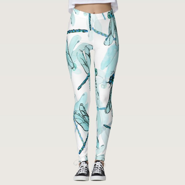 Leggings Dragonflies élégantes : Aquarelle (Devant)