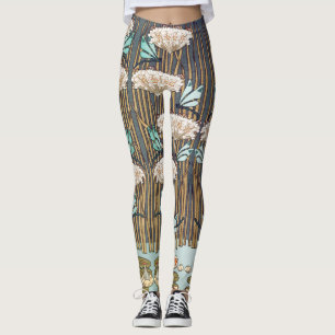 Leggings Dragonflies Water Lilies Marais Art Nouveau