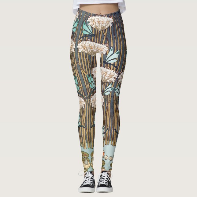 Leggings Dragonflies Water Lilies Marais Art Nouveau (Devant)