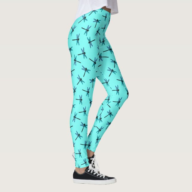 Leggings Dragonfly japonaise vintage, bleu turquoise (Droite)