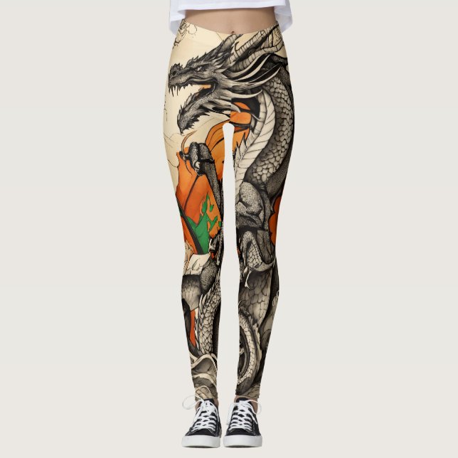 Leggings Dragon's Dance : Stylish Chinese Dragon Leggings" (Devant)