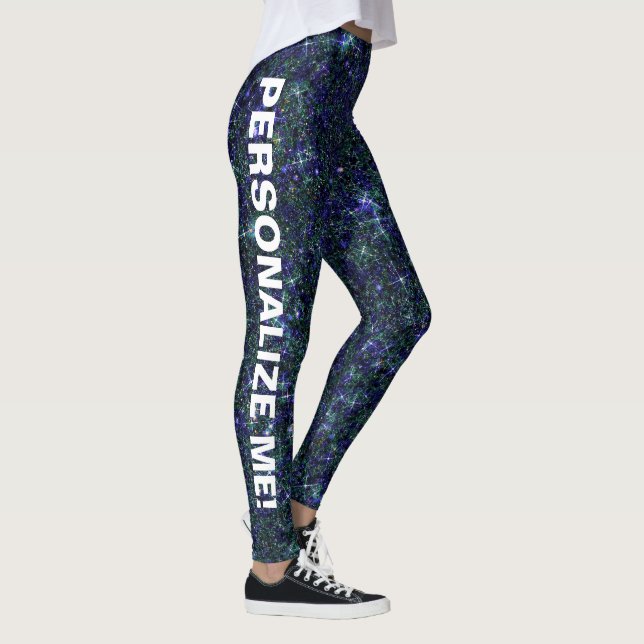 Leggings Dragon's Deep Blue Parties scintillant CUSTOM TEXT (Droite)
