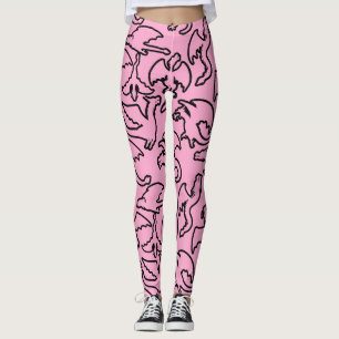 Leggings Dragons noirs motif contour.b L rose BG