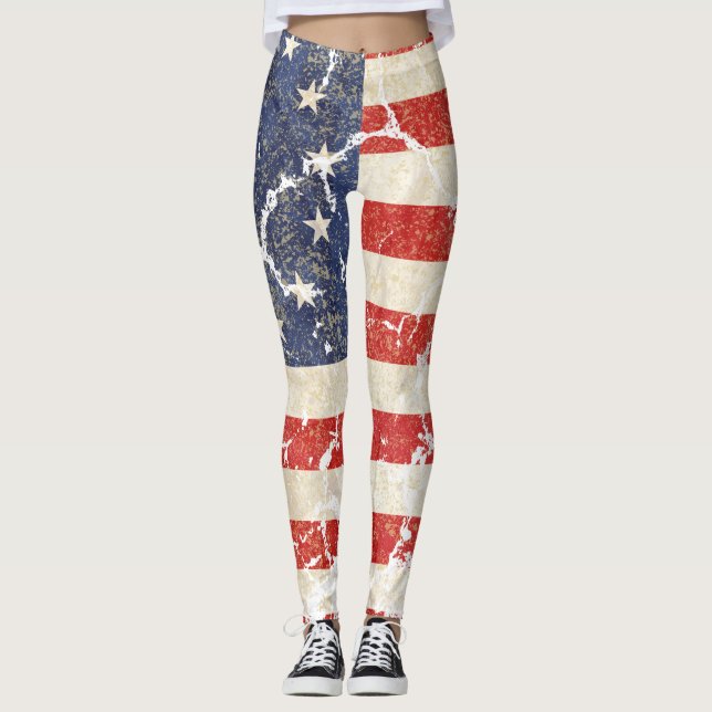 Leggings Drapeau 1776 des USA, affligé (Devant)