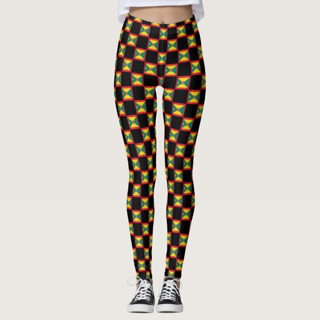 Leggings Drapeau À damiers Grenade Motif (Devant)