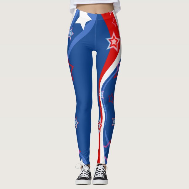Leggings Drapeau Abstrait américain Stars et Stripes (Devant)
