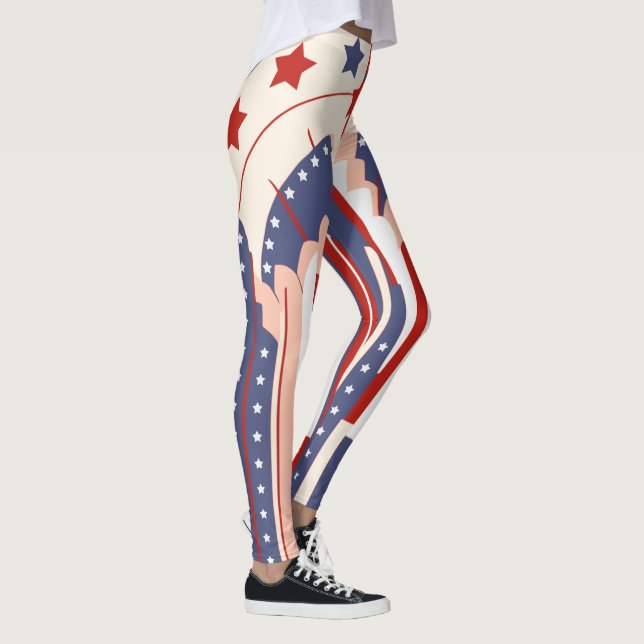 Leggings drapeau américain Art Déco pour le 4 juil (Droite)