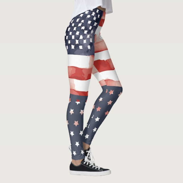 Leggings drapeau américain avec bas à pois étoilés (Droite)