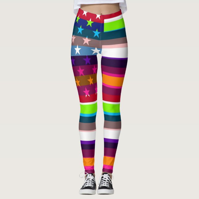 Leggings Drapeau américain couleur rétro (Devant)