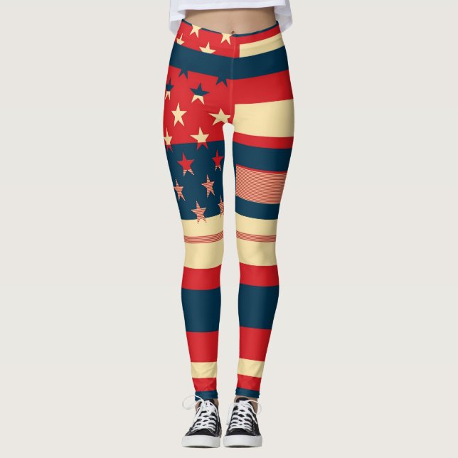 Leggings Drapeau américain couleur rétro #10 (Devant)