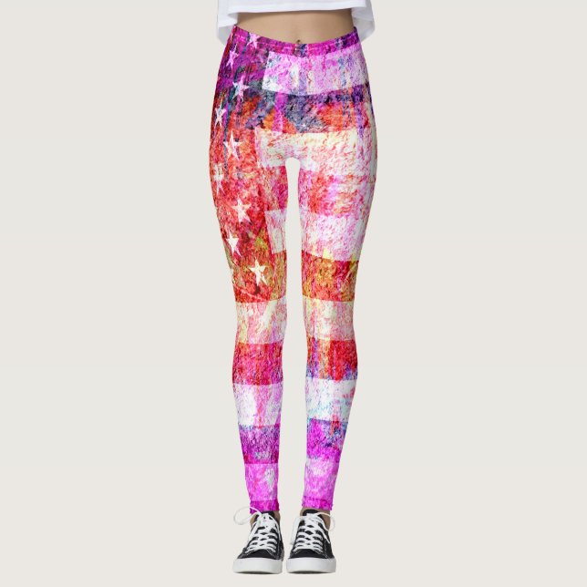 Leggings Drapeau américain couleur rétro #14 (Devant)