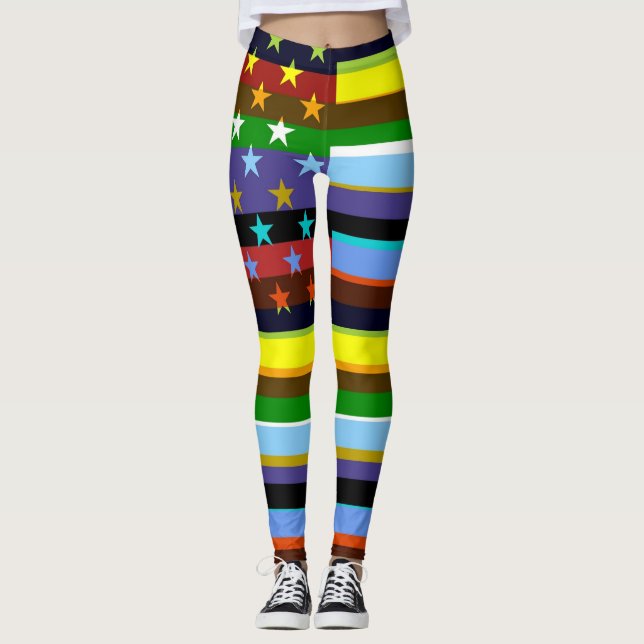 Leggings Drapeau américain couleur rétro #2 (Devant)