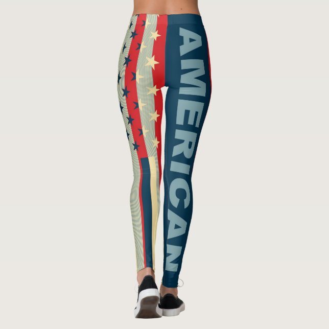 Leggings Drapeau américain couleur rétro #9 (Dos)