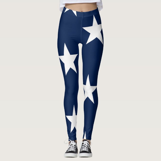 Leggings Drapeau américain de taille Jumbo étoiles (Devant)