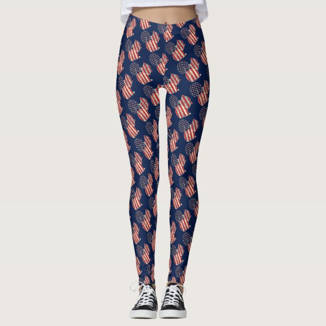 Leggings Drapeau américain d'écureuil drôle (Devant)