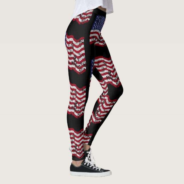 Leggings Drapeau américain en détresse (Droite)