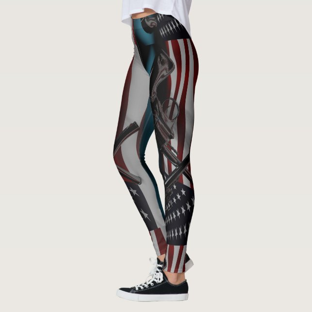 Leggings Drapeau américain et deux revolvers croisés (Gauche)