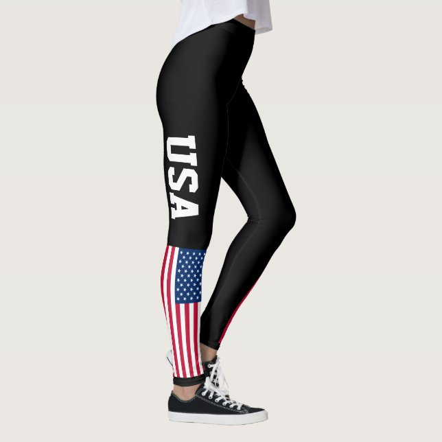Leggings Drapeau américain patriotique couleur personnalisé (Droite)