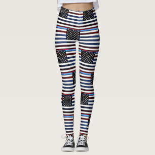 Leggings Drapeau américain Patriotique Rouge Blanc Bleu Leg