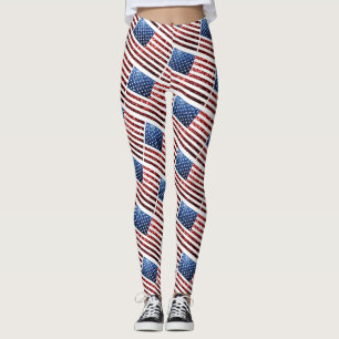 Leggings Drapeau américain rouge et bleu pétillants parties