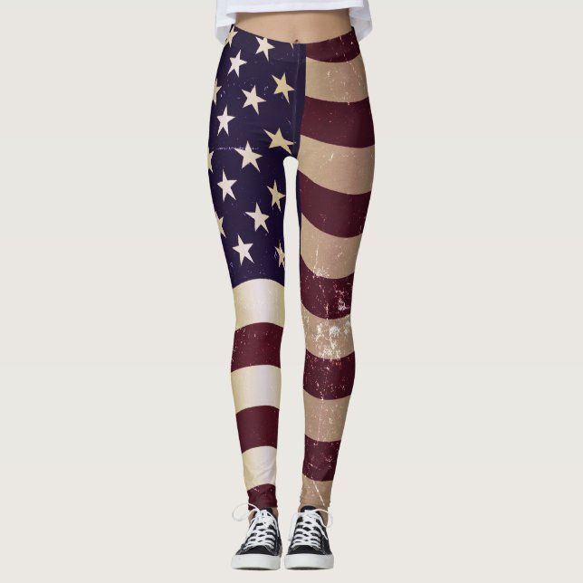 Leggings Drapeau américain vintage #2 (Devant)