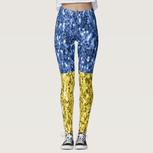 Leggings Drapeau bleu jaune Ukraine parties scintillant fau