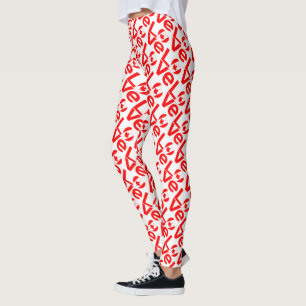 Leggings Drapeau Canadien Cœur Rouge AMOUR Carrelé