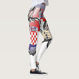 Leggings Drapeau croate couleurs bleu, rouge et blanc